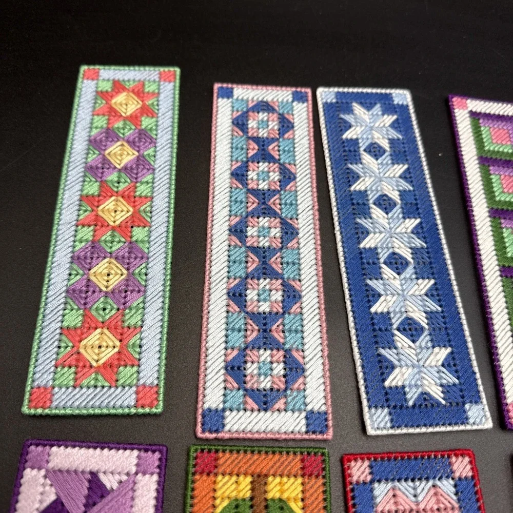 Lot of 10 Plastic Canvas‎ Bookmarks COMPLETE Cottagecore Bookworm